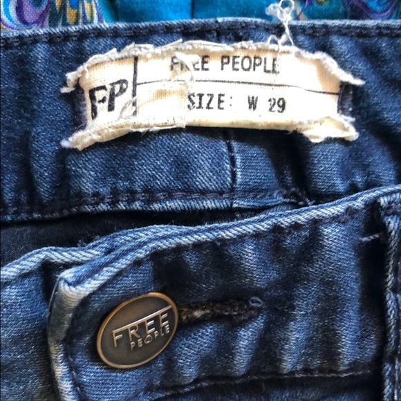 Free People Dark Wash Knee Fade Leather Pin Pant - Picture 6 of 8